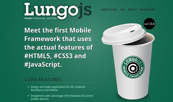 HTML5 and CSS3 Mobile Framework Lungo js