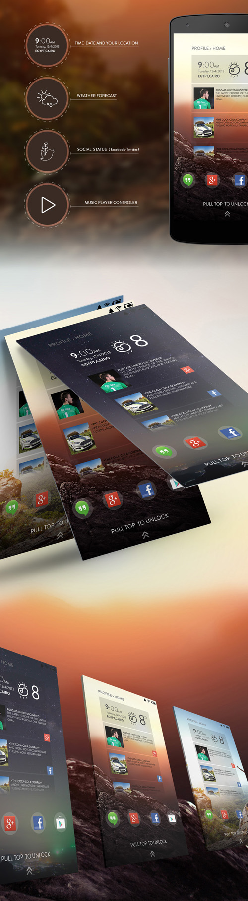 Android Lock-screen UI Designs and Concepts for Inspiration