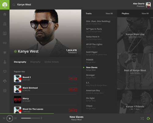 Spotify Flat UI Designs and Concepts for Inspiration