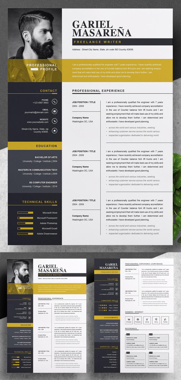 15 Creative And Professional Resume Cv Templates To Get Your Dream Job