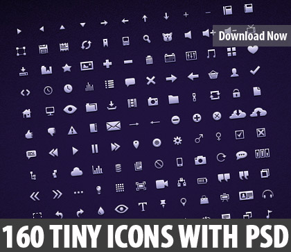 Freebie 160 tiny icons with psd
