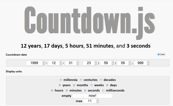 Calculate Time Between 2 Dates: Countdown.js