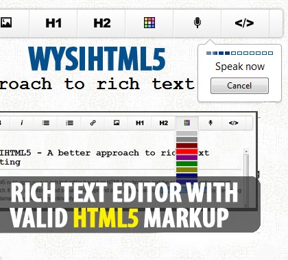 rich text editor with valid html5 markup