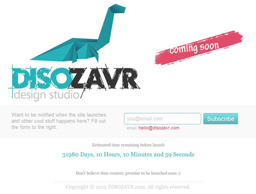 Disozavr Design Studio Coming Soon Page Design