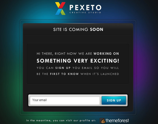 Pexeto Coming Soon Page Design