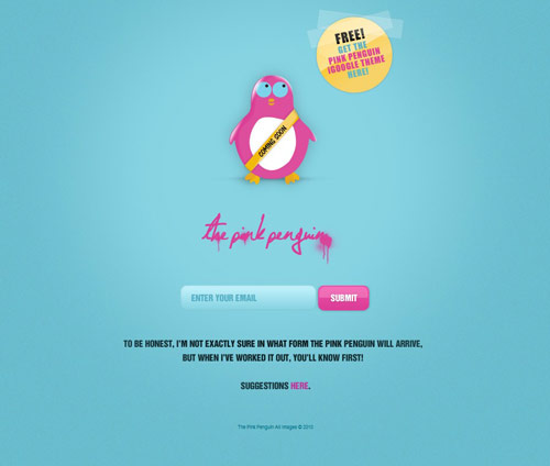 The Pink Penguin Coming Soon Page Design