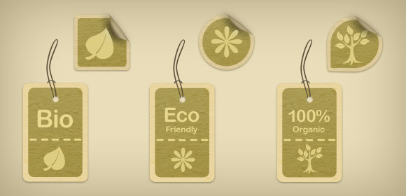 Eco-friendly tags and stickers (Free PSD)