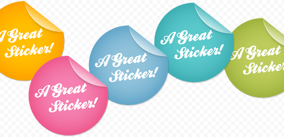 Five colorful stickers (Free PSD)
