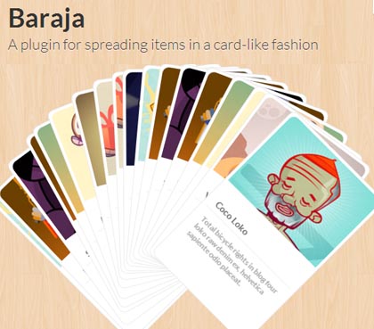 Baraja jQuery Plugin Displaying Items Like Playing Cards
