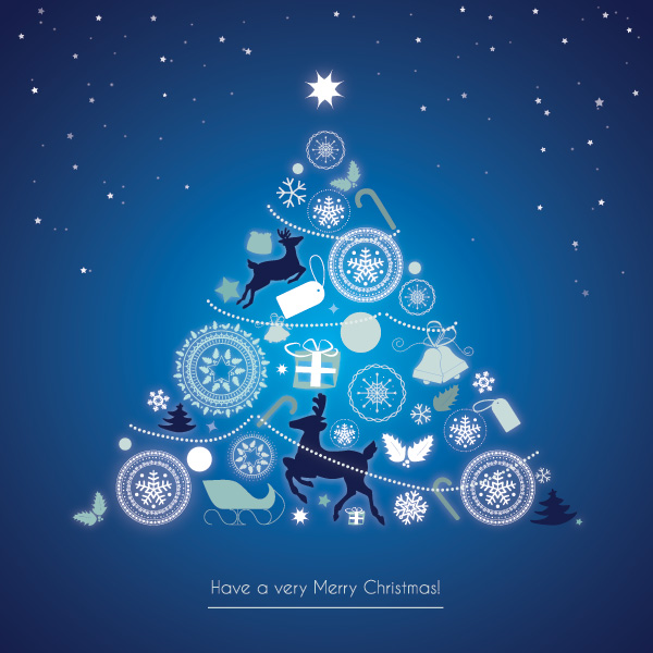Christmas Tree Elements Vector Graphic