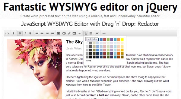 JavaScript WYSIWYG Editor With Drag ‘n’ Drop : Redactor