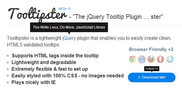 jQuery Lightweight Tooltip Plugin :Tooltipster