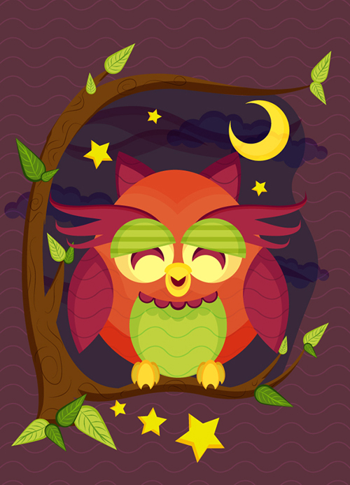 Create a Resting Owl Scene With Brushes and Pattern in Adobe Illustrator