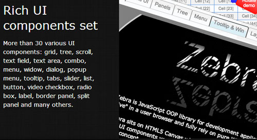 Zebra: Desktop-Like User Interface With HTML5 Canvas