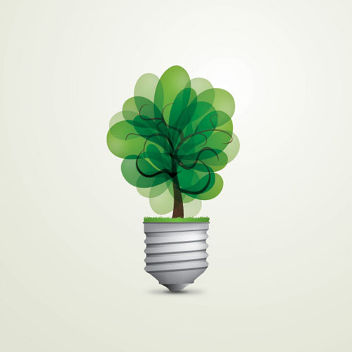 Green Light Bulb Vector Graphic