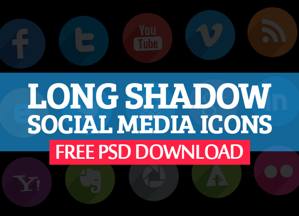 Long Shadow Social Media Icons Set