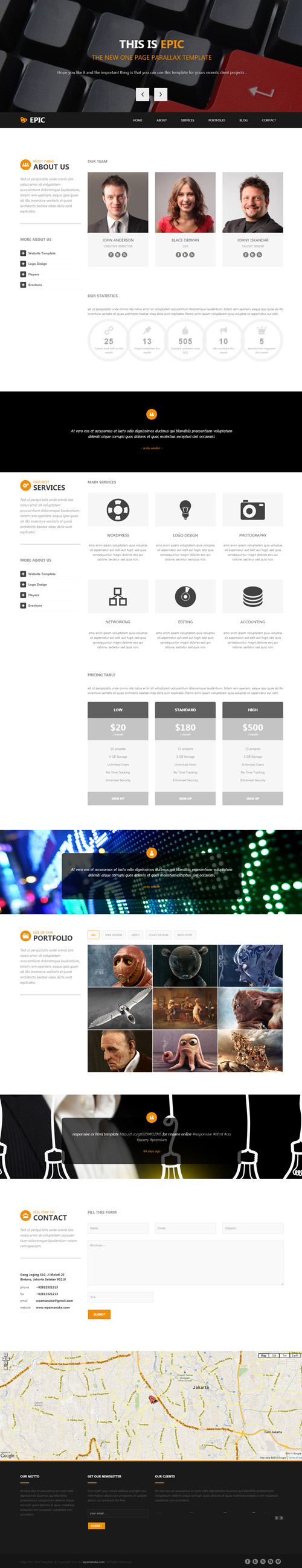 Epic One Page Parallax HTML Template