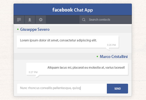 Facebook Chat App Free PSD File