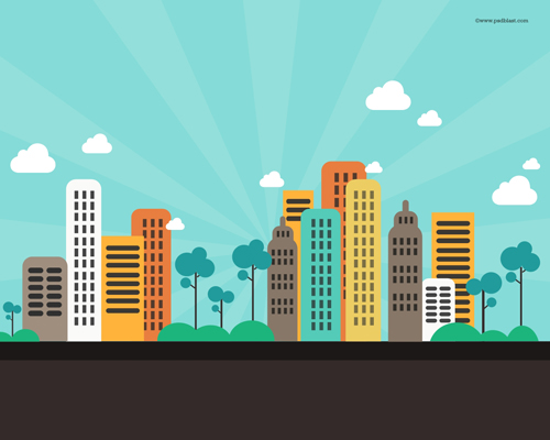 Flat Color Abstract City Background Free PSD File