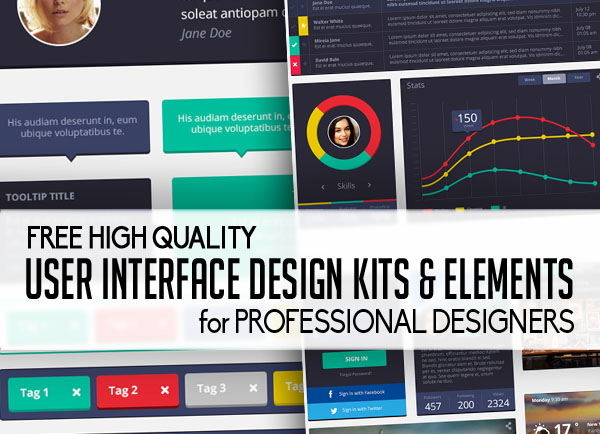 flat user interface design kits and elements