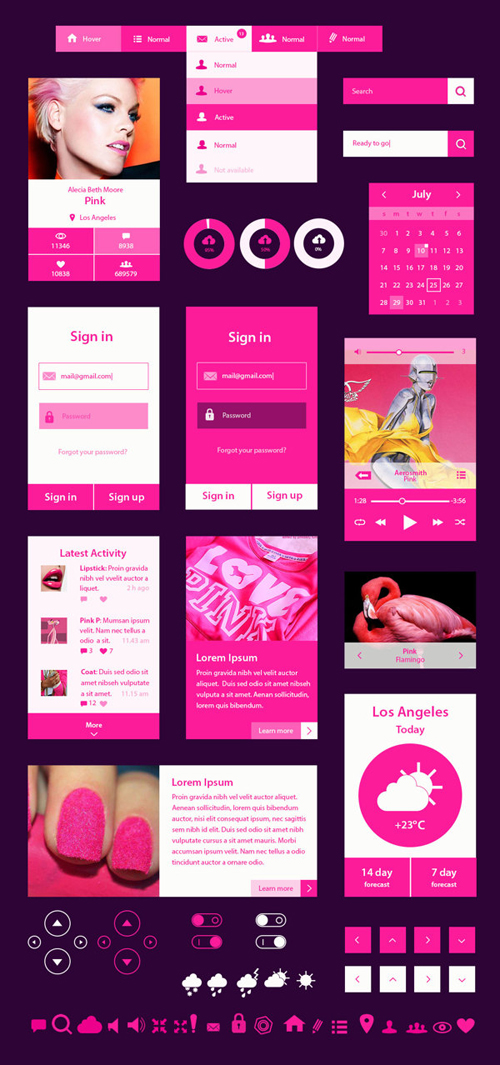 Pinkit Free UI Kit