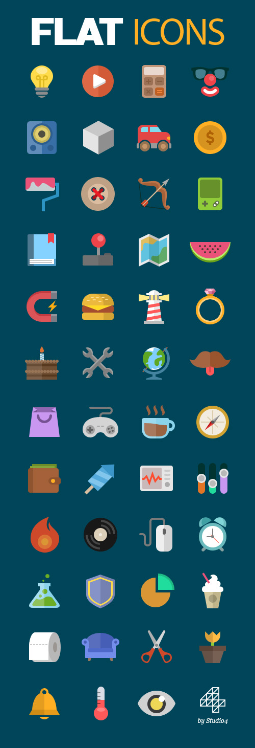 Colorful Flat Vector Icons – Free Download