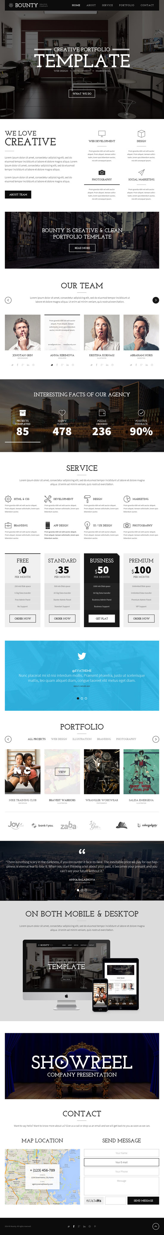 Bounty - One Page Creative Clean Template