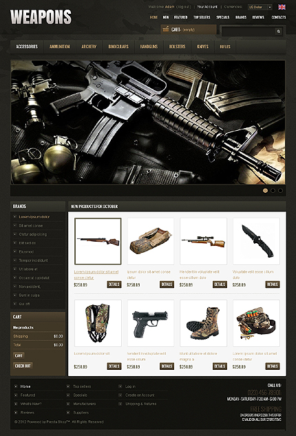 Powerful Weapons OsCommerce Template