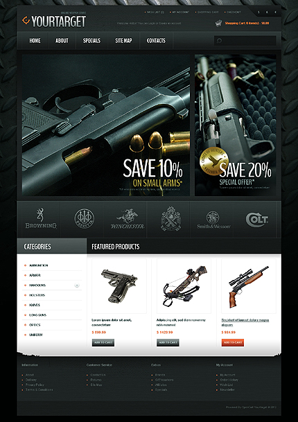 Weapons Hitting The Target OpenCart Template