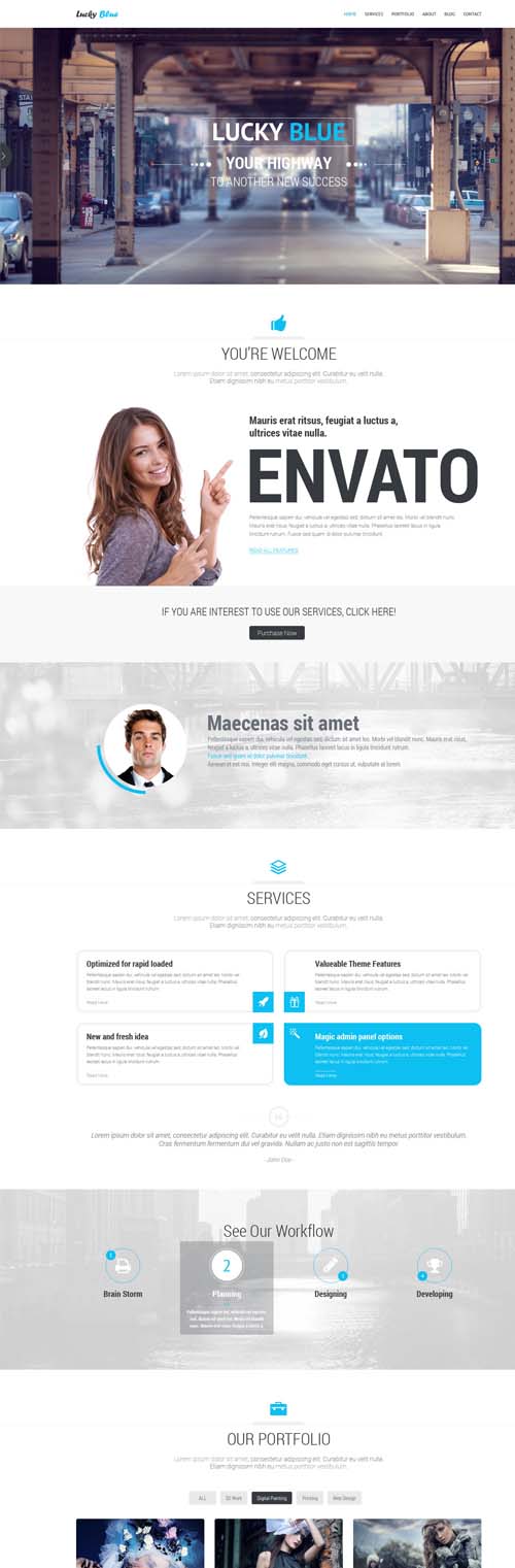 Lucky Blue - Single Page PSD Template