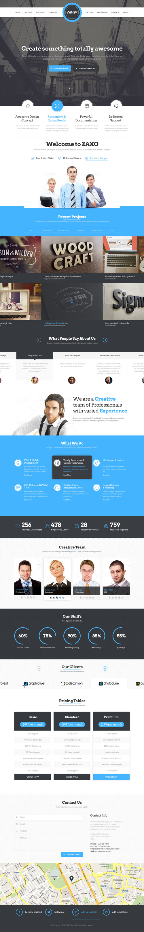 ZAXO - One Page PSD Template
