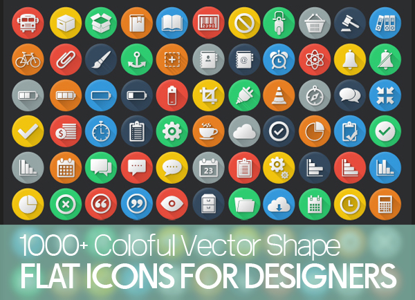 Flat Icons Vector Icons Colorful Line Icons Set