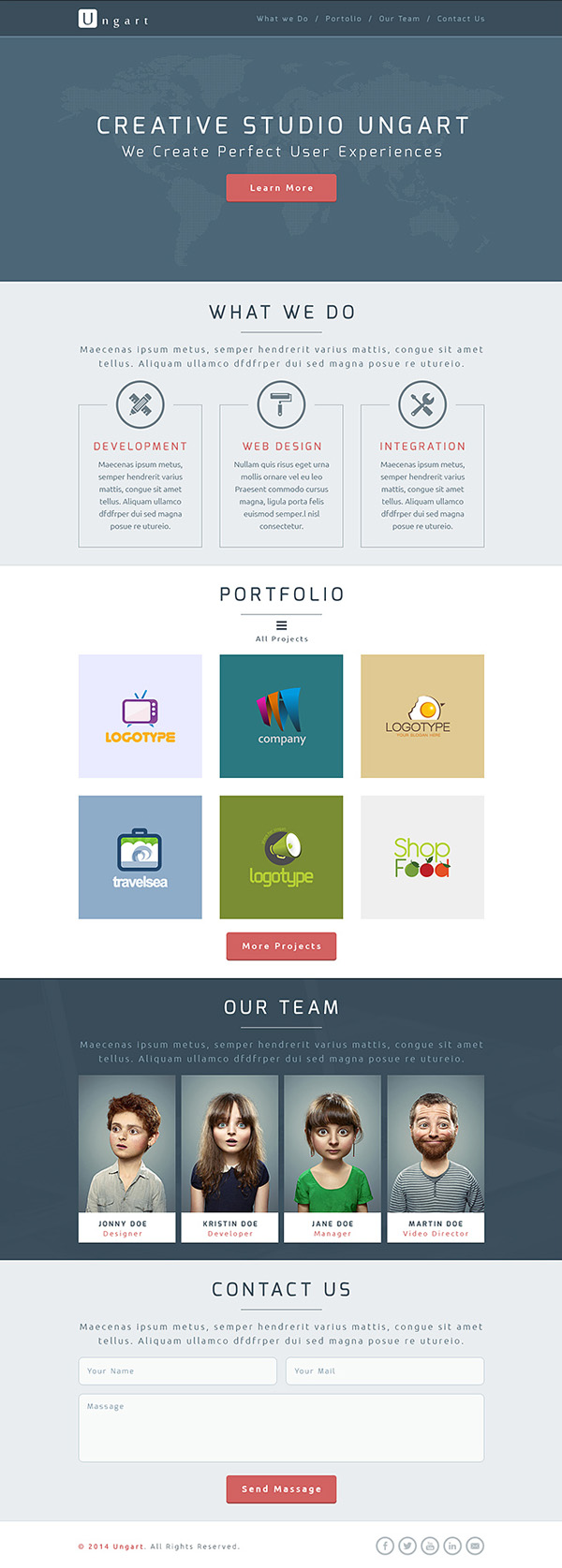 Ungart - One Page PSD Template