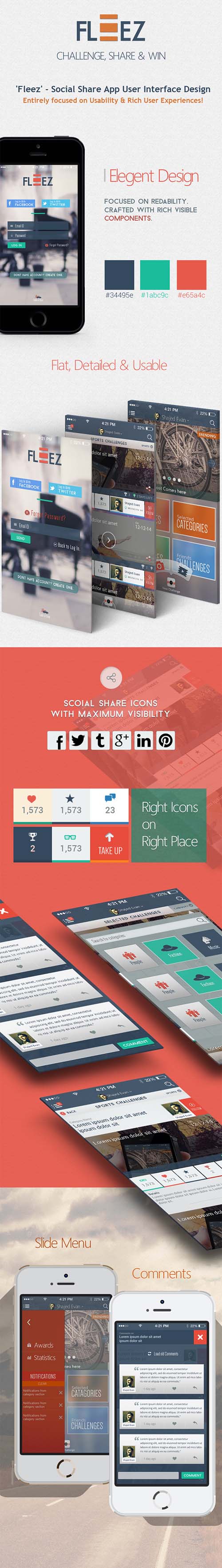 Fleez - Social Share App UI UX Design