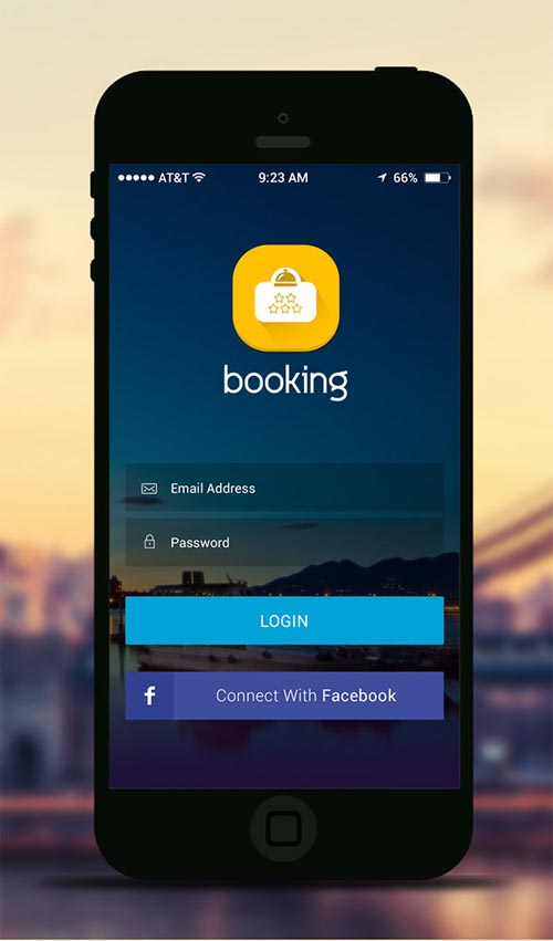 Free Booking App PSD According to iPhone 6+