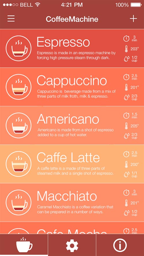 CoffeeMachineControl App Concept