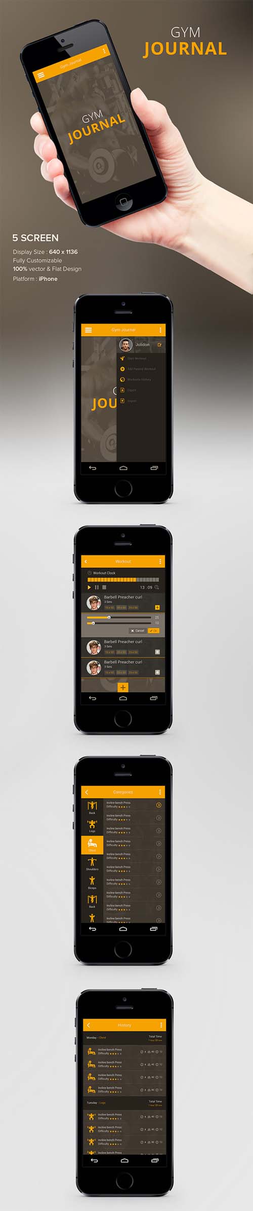 UI/UX design of Gym iPhone App