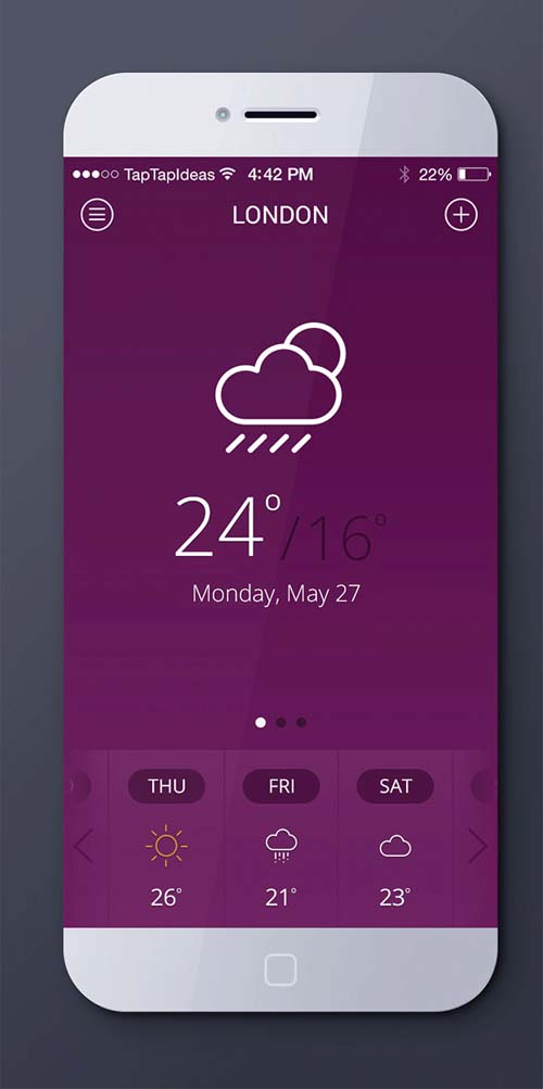 FREE PSD – iOS 7 Weather App