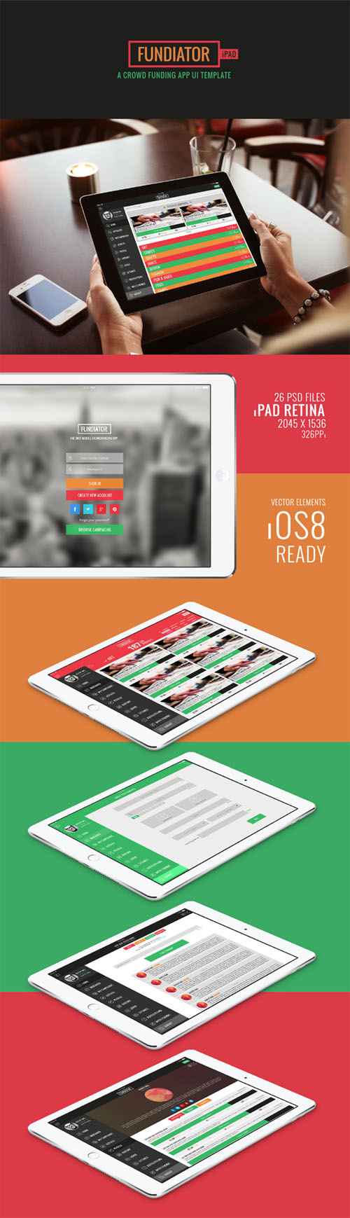 Fundiator iPad App UI Kit