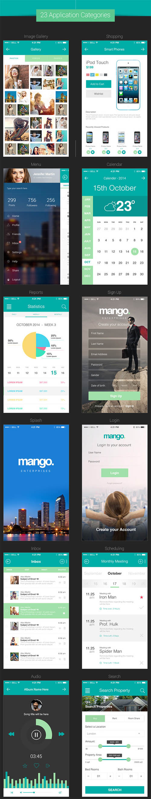 Mango iOS8 PSD UI Kit