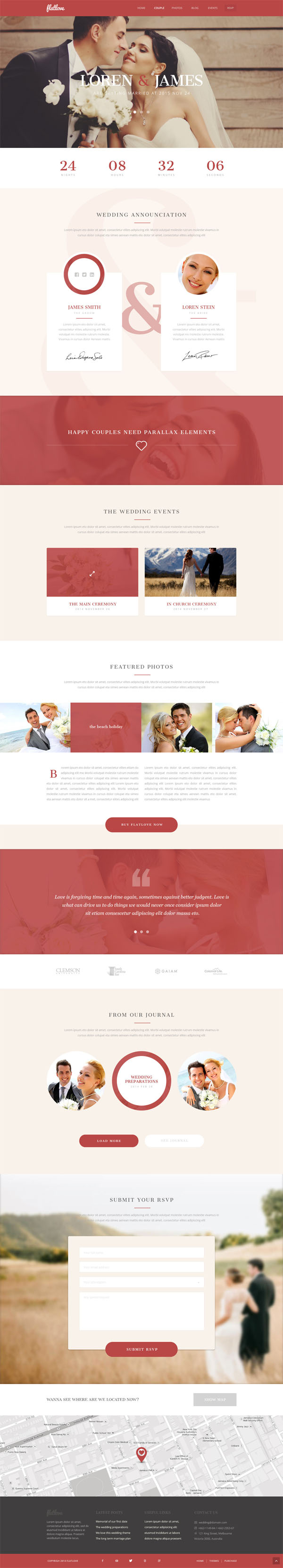 FlatLove - Flat One Page Wedding HTML5 Template