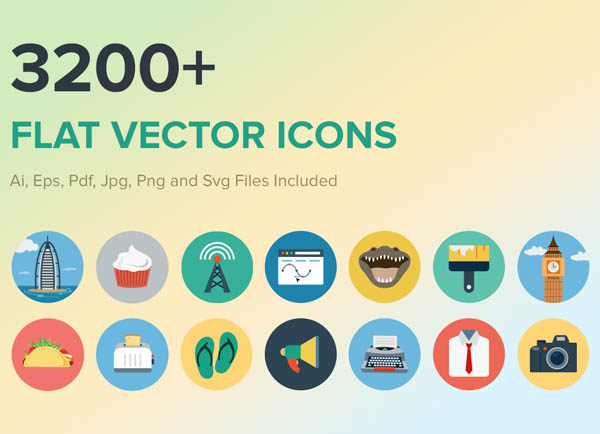 3200+ Flat Vector PSD Icons For Graphic Designers