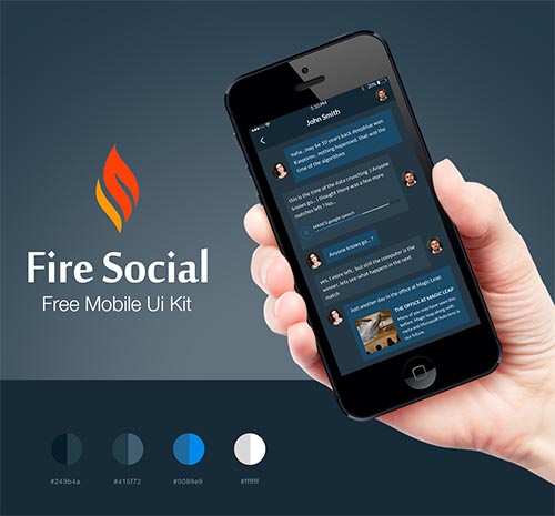 Fire Social App - Free Mobile UI Kit By Vadivel G