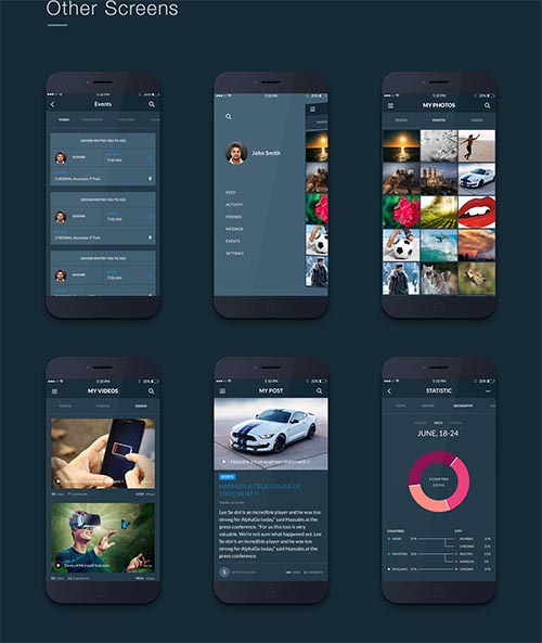 Fire Social App - Free Mobile UI Kit By Vadivel G