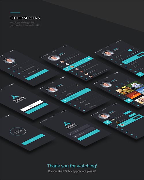 Flat Mobile App UI Kit By Vadivel G