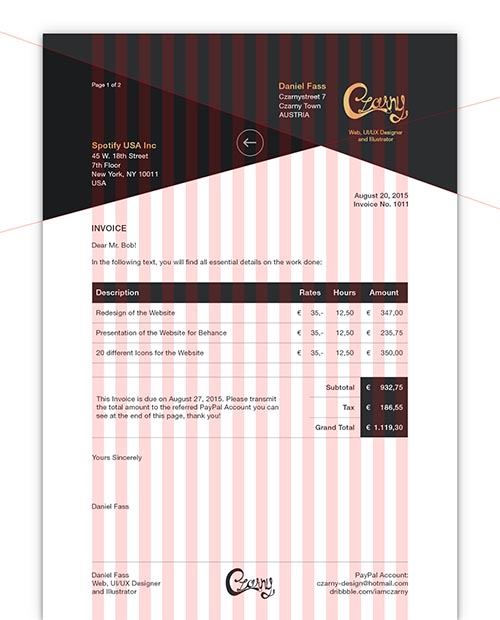 Personal Identity // Free Invoice Template By Multiple Owners
