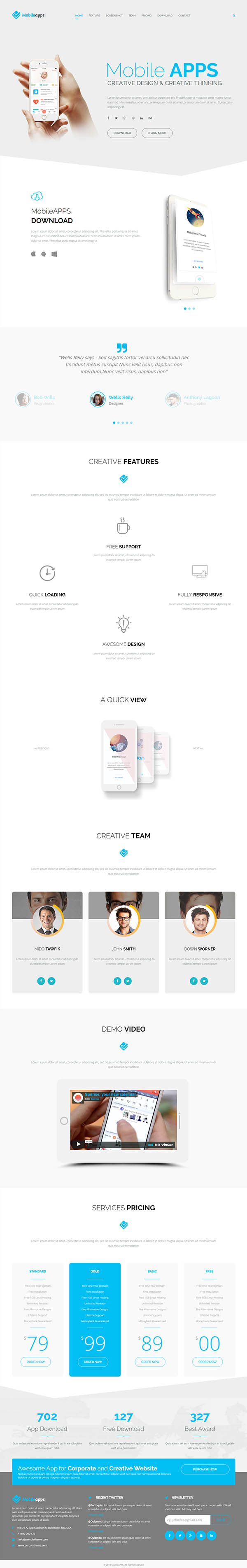 MobileApps – Responsive Mobile App Landing Page-HTML Template