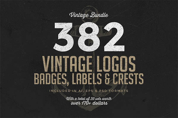 350 Vintage Logos, Badges and Labels Set - 1