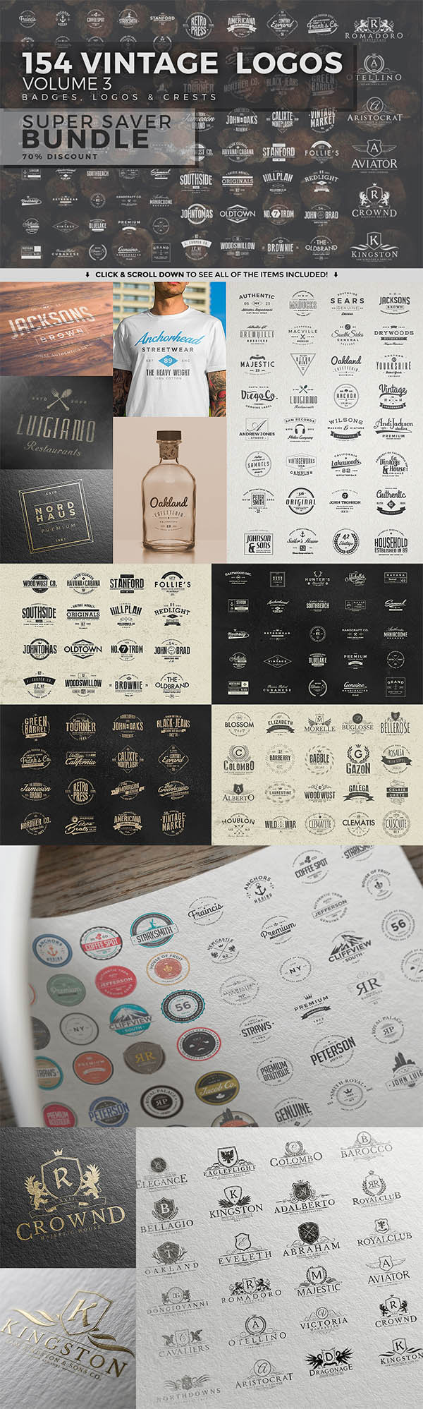 350 Vintage Logos, Badges and Labels Set - 4
