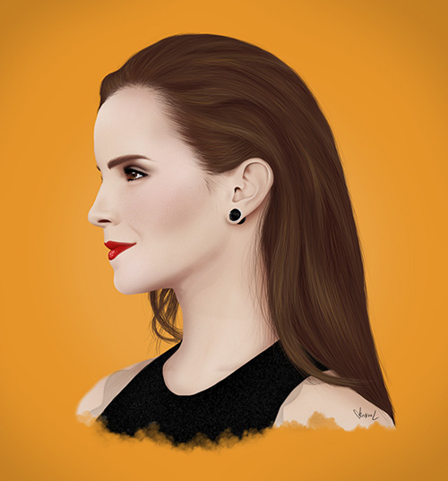 Emma Watson Digital Drawing by Kristine Larsen